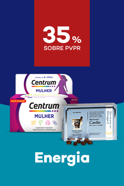 Suplementos para Energia com destaque promocional de até 35% sobre preço de Venda ao Público Recomendado